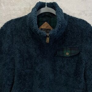 Pendleton River Rock Sherpa Fleece Jacket Mens Small Full Zip Lined Plaid Trim